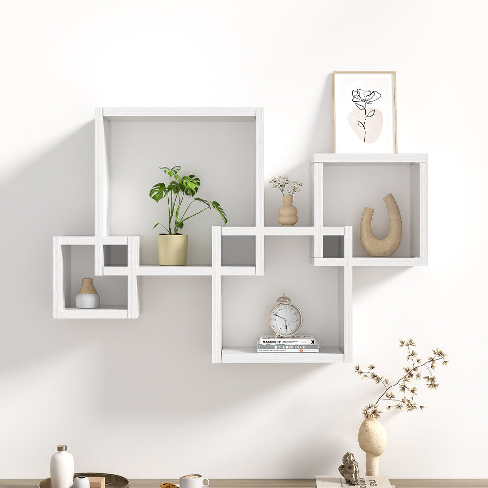 White Cube Living Room Wooden Storage Shelf