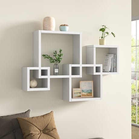 White Cube Living Room Wooden Storage Shelf