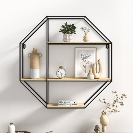 Octagonal Metal Floating Wall Display Shelf