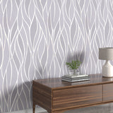 Silver Wavy Stripes Self Adhesive Wallpaper Roll