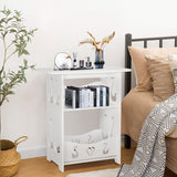 White 46cm 2 Tier PVC Side Table Small Nightstand