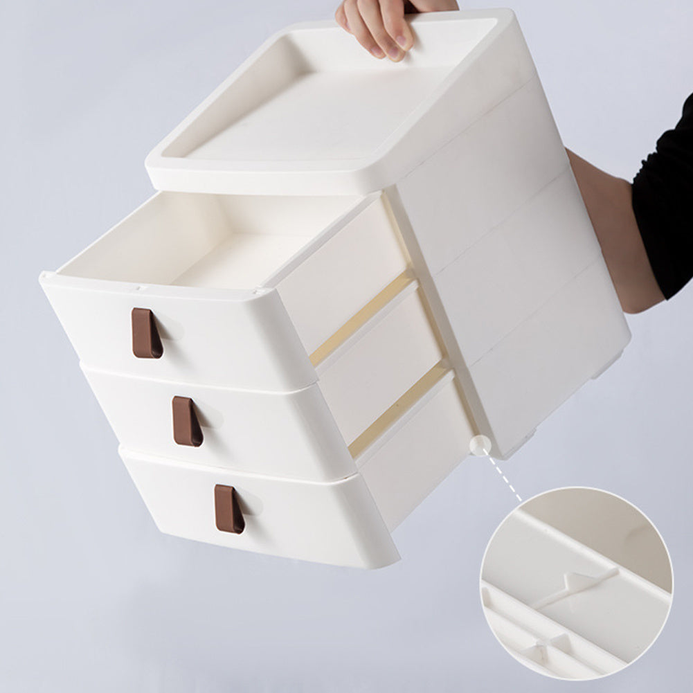 White Desktop Plastic Three Tier Drawer Organizer