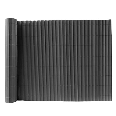 Dark Grey PVC Fence Screen Bamboo Mat Border Panel Garden Wall Privacy Protect 1.5x3M