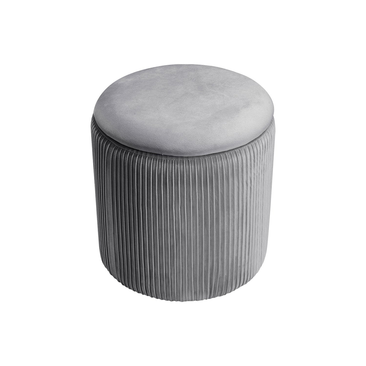 Round Velvet Ottoman Storage Footstool, Grey