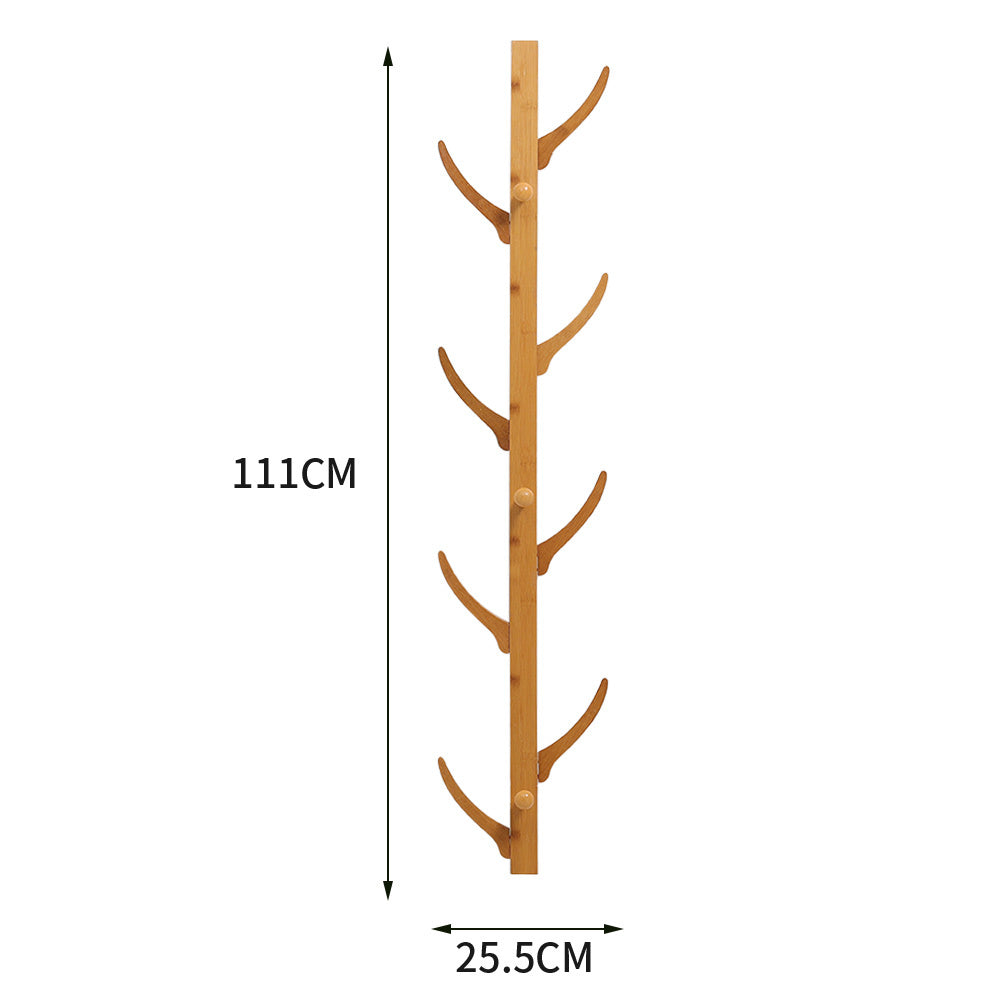 Natural Wood Bamboo Wall Mounted Eight Coat Rack