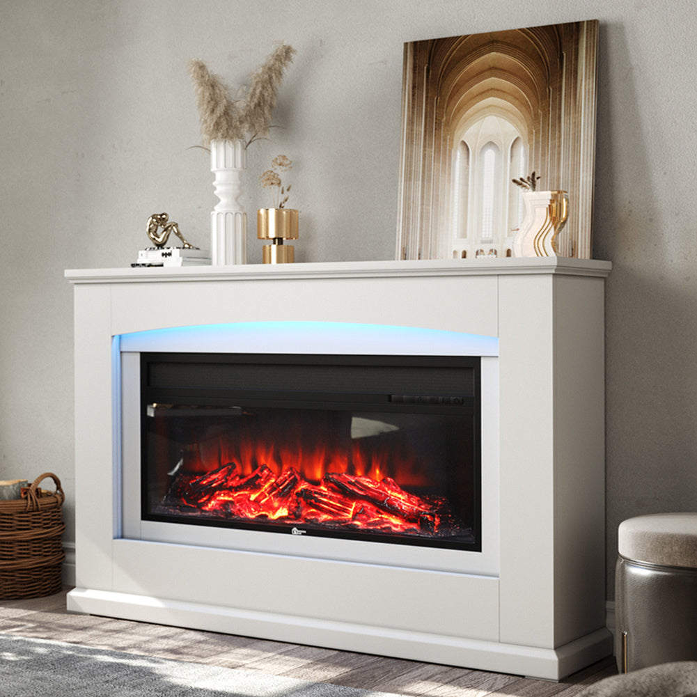 Electric Fireplace Insert Wall Mounted Freestanding Heater with LED Surround