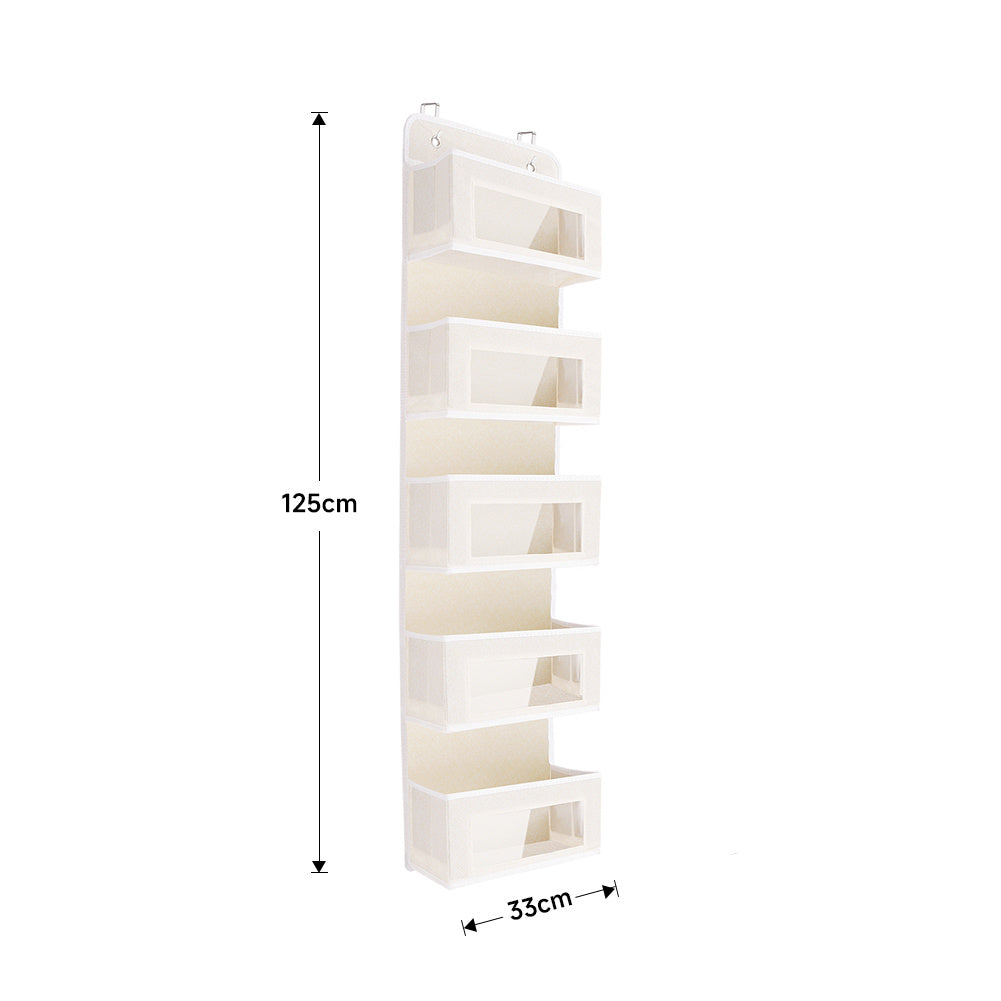 Beige 5 Pockets Over the Door Non Woven Fabric Organizer