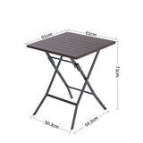 Brown Set of 3 Plastic Outdoor Folding Table and Chairs Set