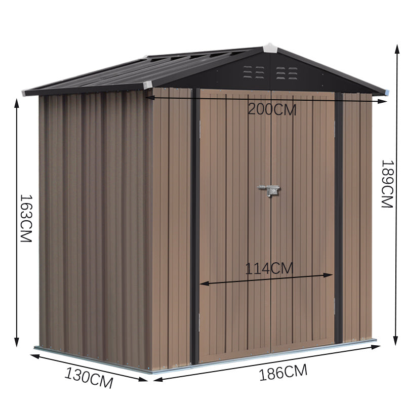 6ft x4ft Brown Metal Garden Shed Garden Storage