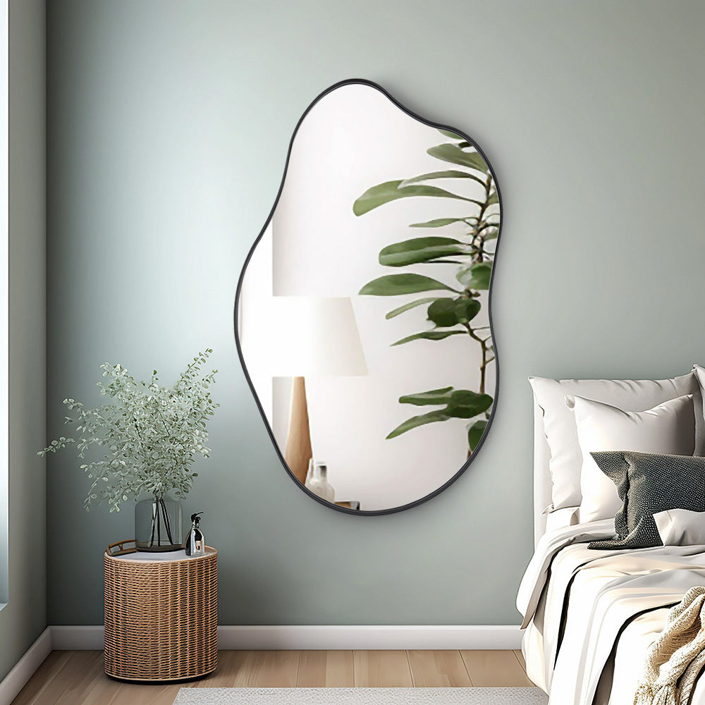 Black 50cm W  Metal Framed Wall Mirror Decorative