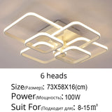 Square LED Dimmable Chandelier Ceiling Light With Remote, 6 Head