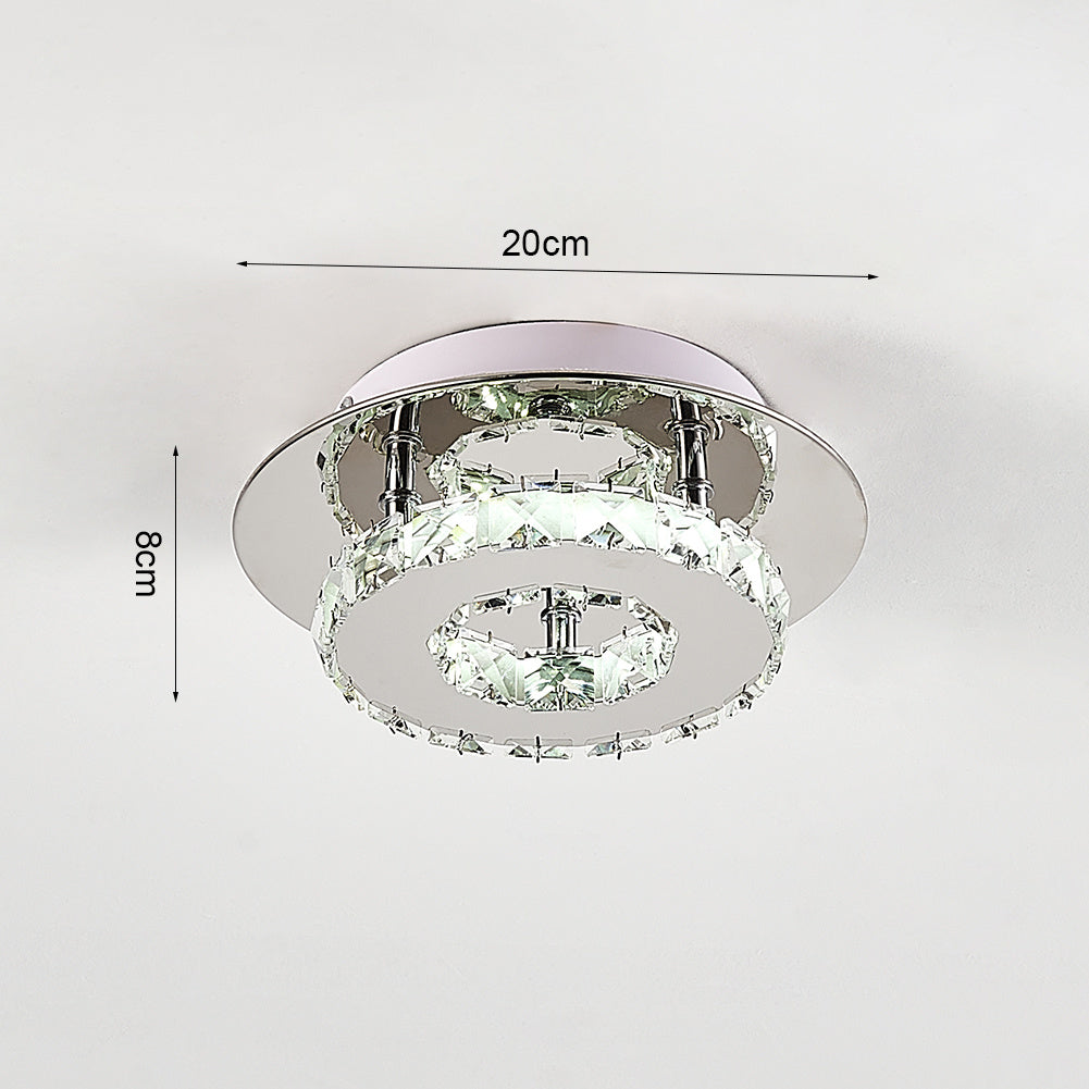 220V LED Crystal Ceiling Light Pendant Chandelier Lamp, 12W Round 20CM