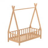 Premium Wood Kids House Bed Frame with Fence