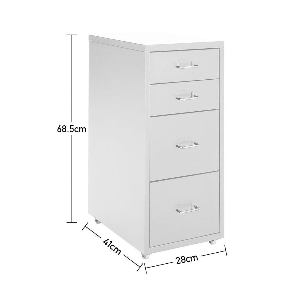 Office Rolling File Cabinet with 4 Drawers Shelf and Wheels, White