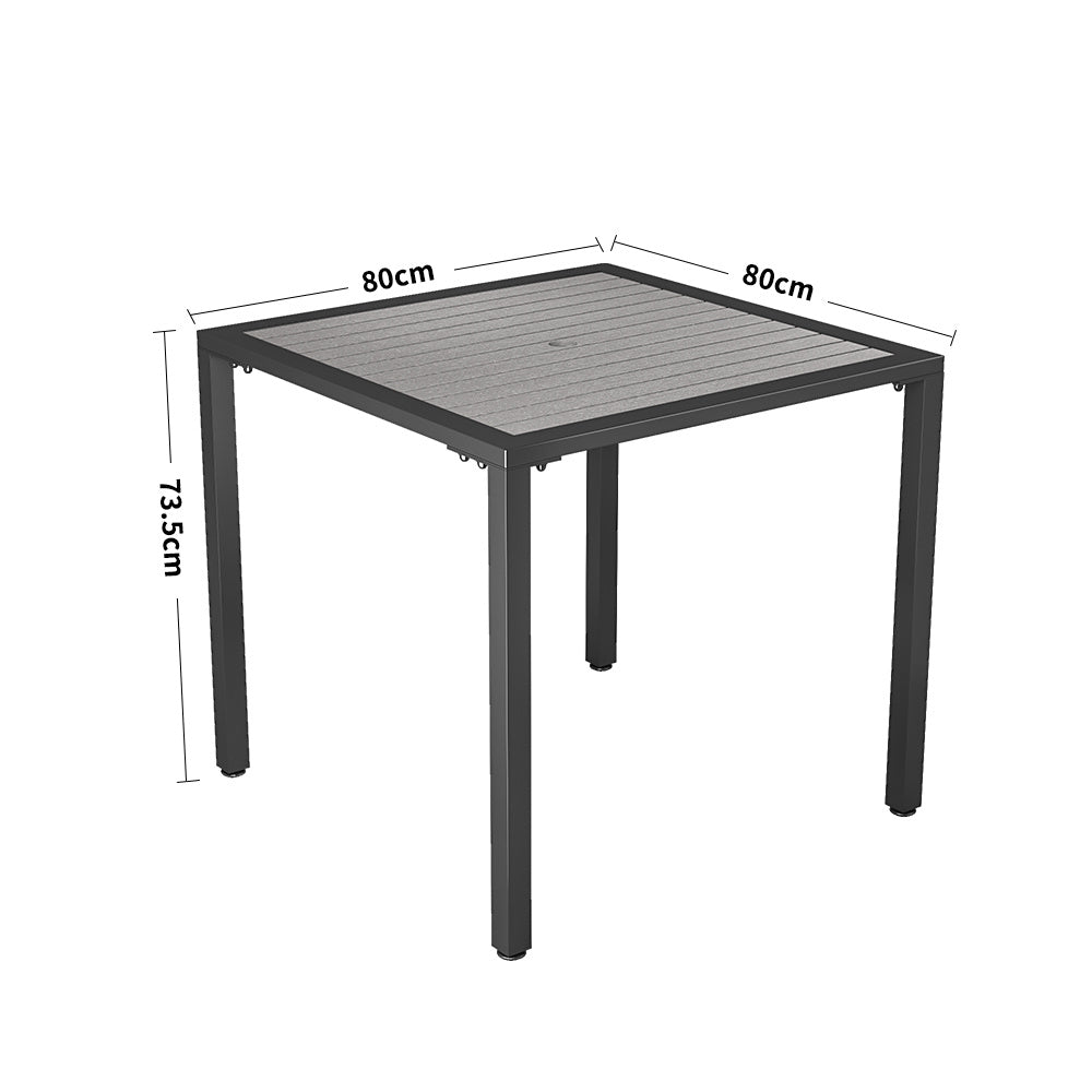 Grey 80cm Square Outdoor Dining Table with Parasol Hole