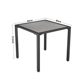 Grey 80cm Square Outdoor Dining Table with Parasol Hole