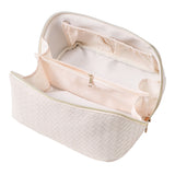 White Leather Portable Travel Toiletries Makeup Bag