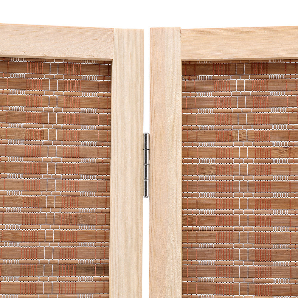 Brown Bamboo Woven 4 Panel Folding Room Divider Privacy Screen