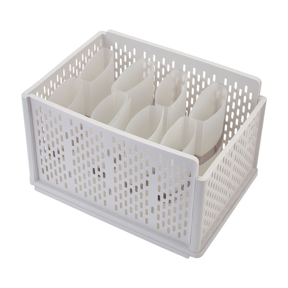 Off White Plastic Clothes Storage Basket Drawer Organizer