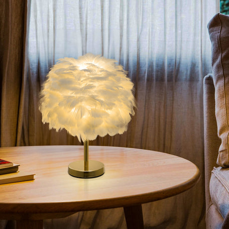 White 38cm Chic Feather Table Lamp