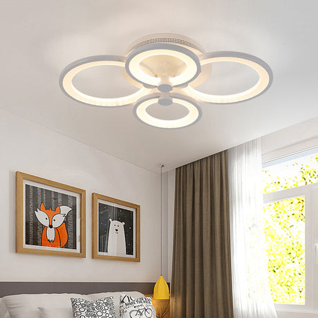 Round LED Dimmable Ceiling Light With Remote, 4 Head