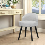 Vintage Velvet Dressing Table Stool Black Wooden Legs,Light Grey