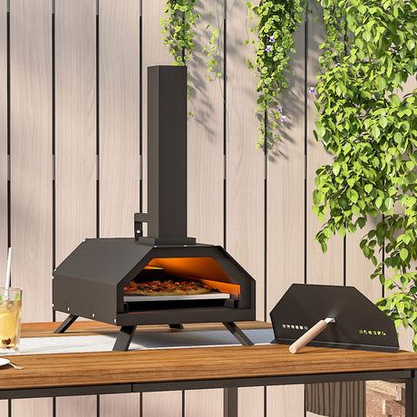 Outdoor Pizza Oven with Pizza Stone Black