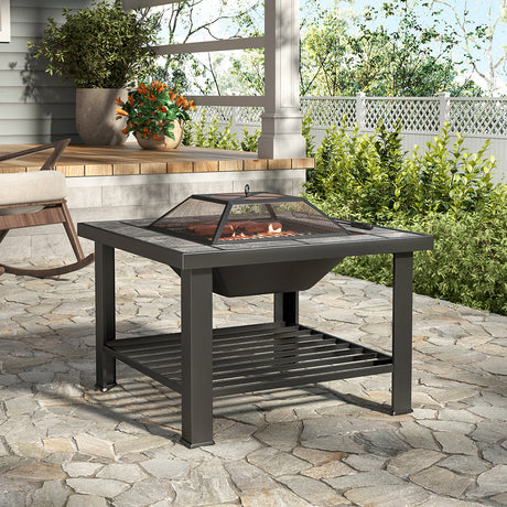 76cm Outdoor Square Wood Burning Fire Pit