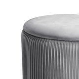 Round Velvet Ottoman Storage Footstool, Grey