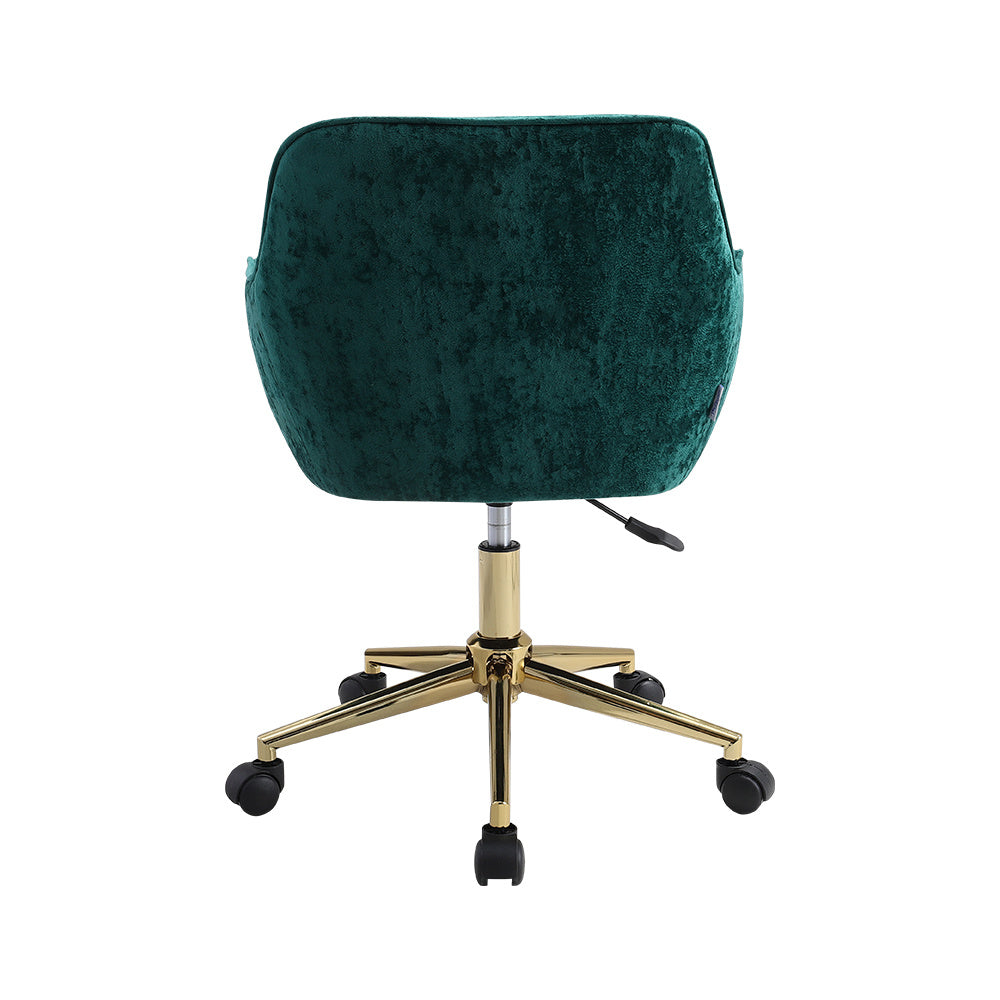 Velvet Upholstered Home Office Swivel Task Chair,Dark Green