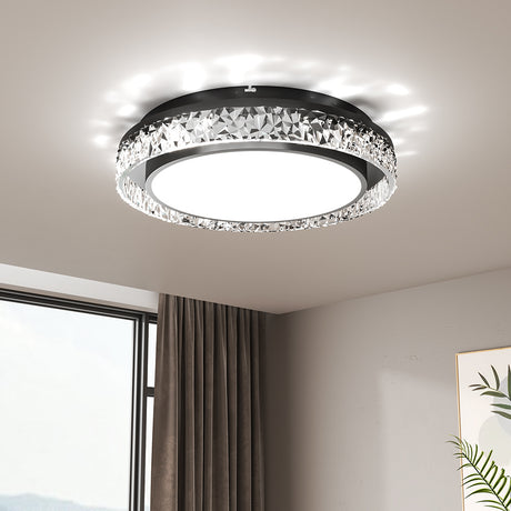 Round Acrylic Flush Mount LED Ceiling Light Whire and Black Modern Light