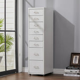 Office Rolling File Cabinet with 8 Drawers Shelf and Wheels, White