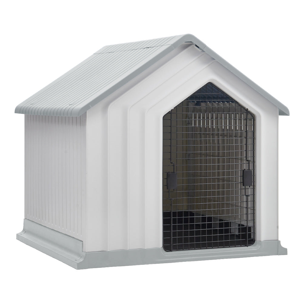 White Waterproof Plastic Dog House Pet Kennel with Door