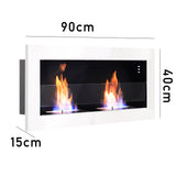 Indoor Wall Mounted Recessed Bio Ethanol Fireplace, 90CM White