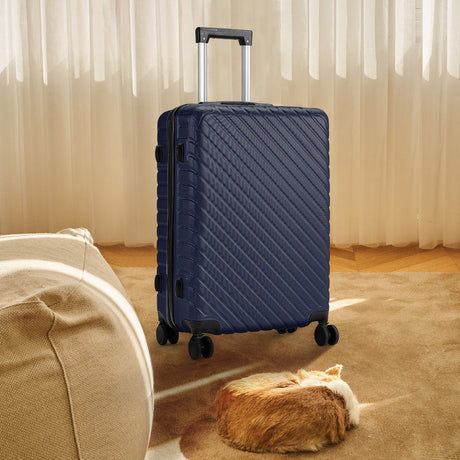 Blue 24 inch Lightweight Hardside Travel Suitcase with Wheels