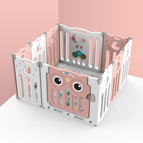 Kids Child Playpen Foldable Safety Gate Fence with Lock Pink 10 Panels