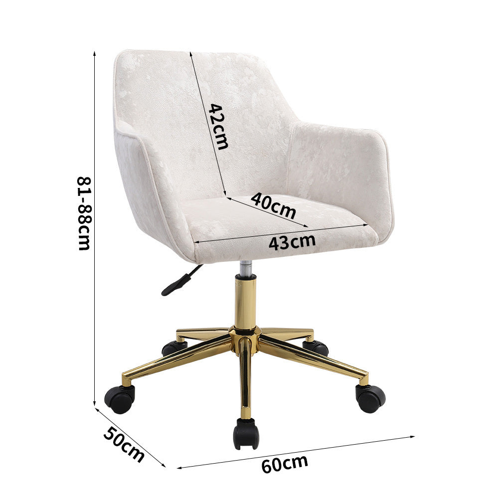 Velvet Upholstered Home Office Swivel Task Chair Beige