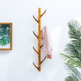 Natural Wood Bamboo Wall Mounted Eight Coat Rack