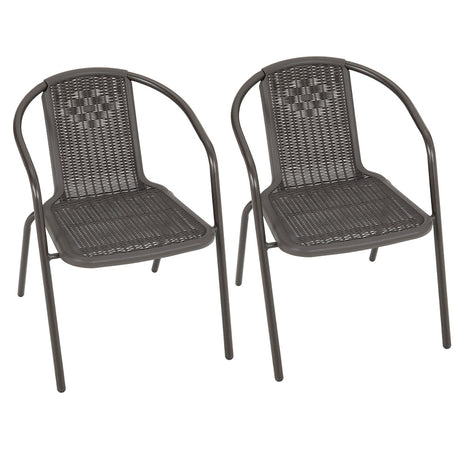 Outdoor Patio Metal Coffee Wicker Dining Chairs Set of 2 Brown