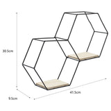 Black Hexagon Wall Shelf with Iron Frame