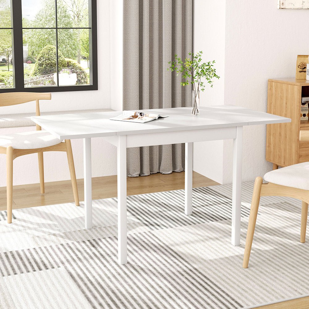 White 140cm W Expandable Rectangular Wooden Dining Table