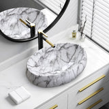 Modern Oval Marble Bathroom Vessel Sink