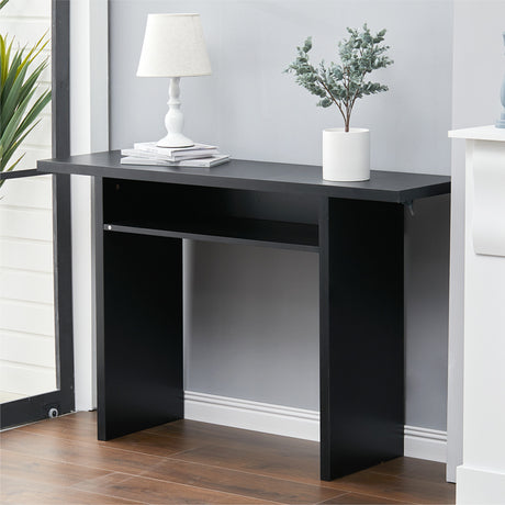 Wall Fixed Side Console Table with Drawer, Black