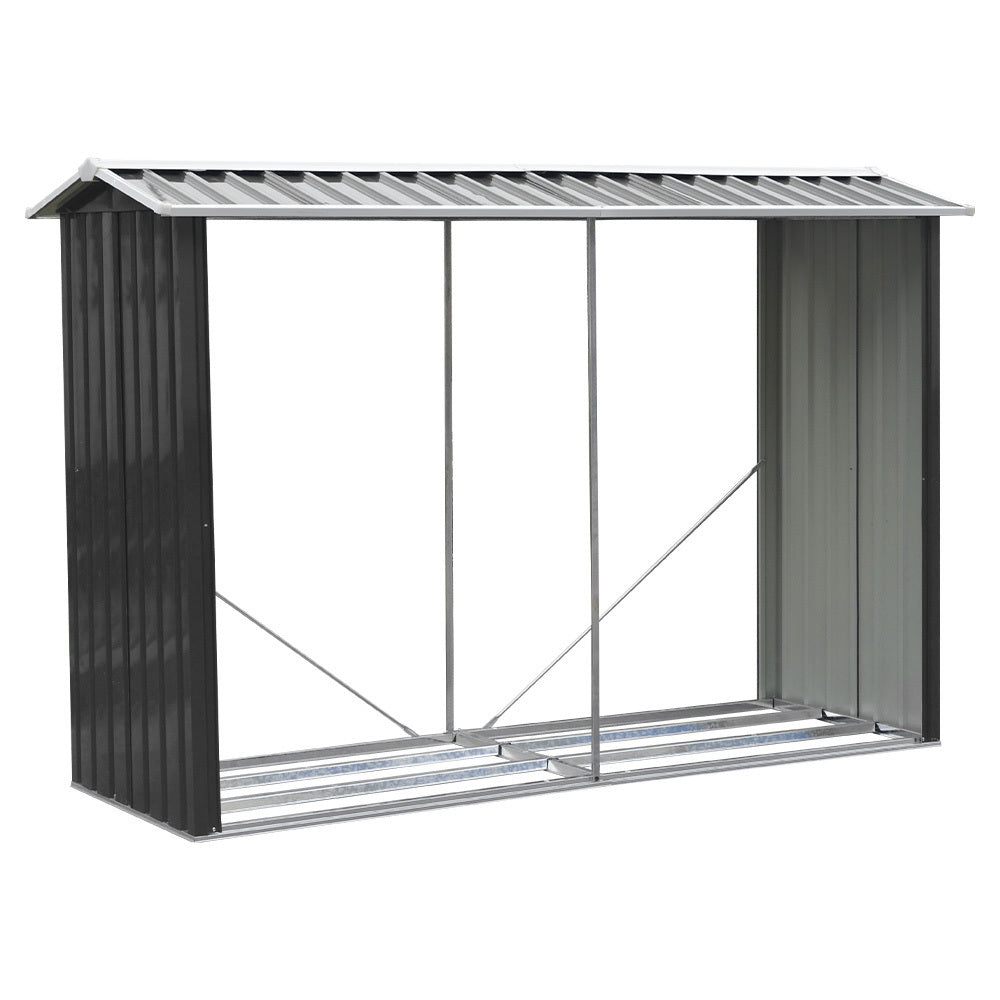 Anthracite Outdoor Garden Steel Log Storage Shed