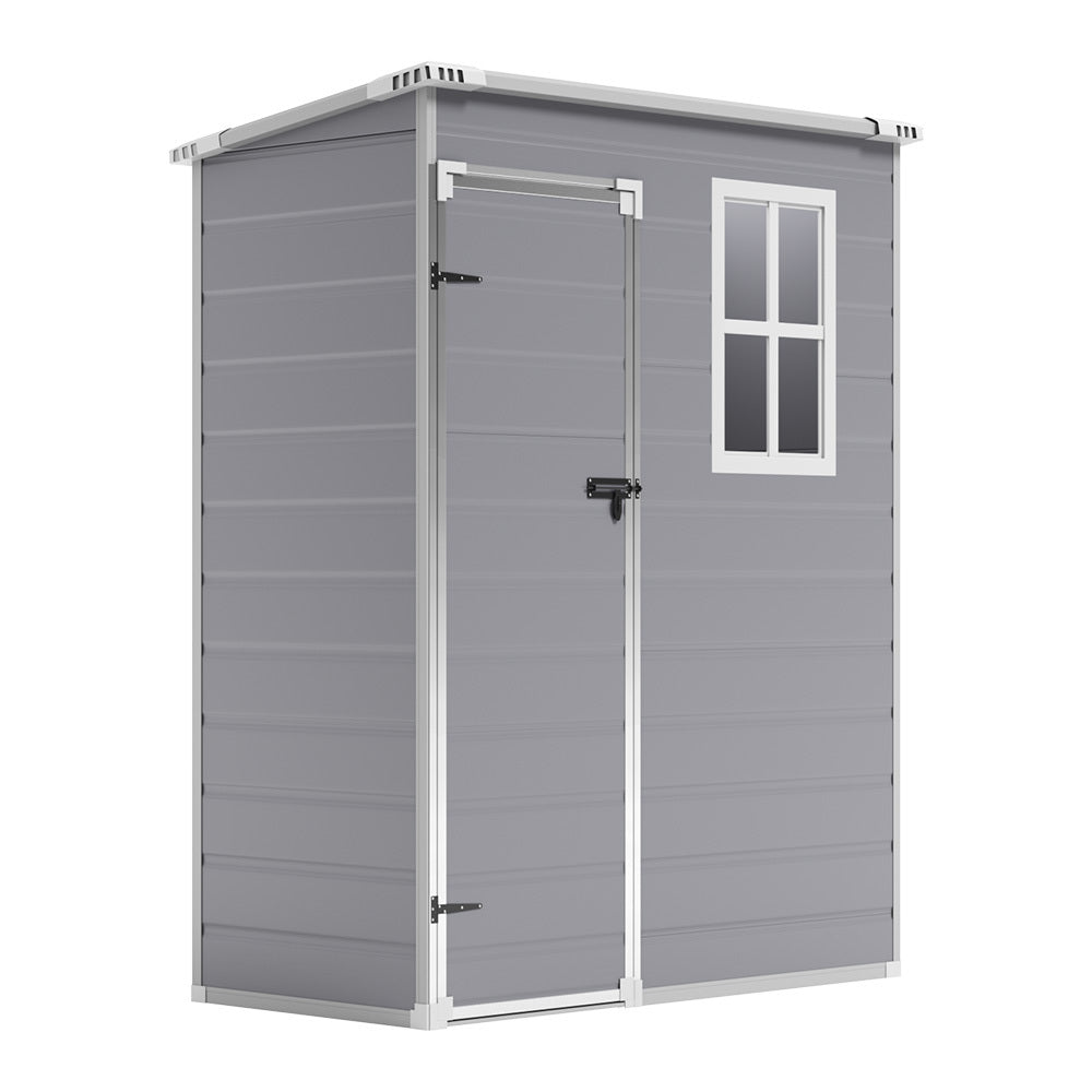 Grey Plastic Outdoor Garden Tool Shed with Deadbolt