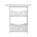 White 46cm 2 Tier PVC Side Table Small Nightstand