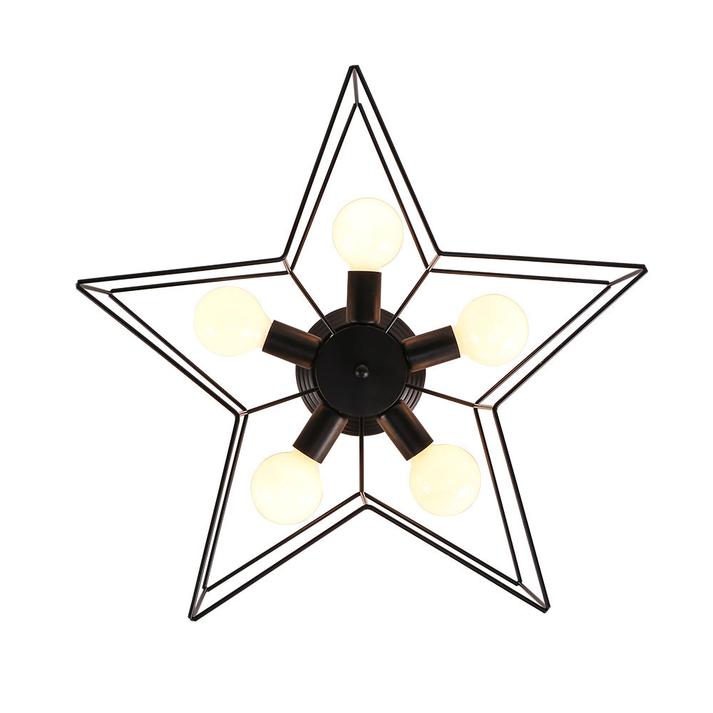 Semi Flush Ceiling Lamp with Star Frame