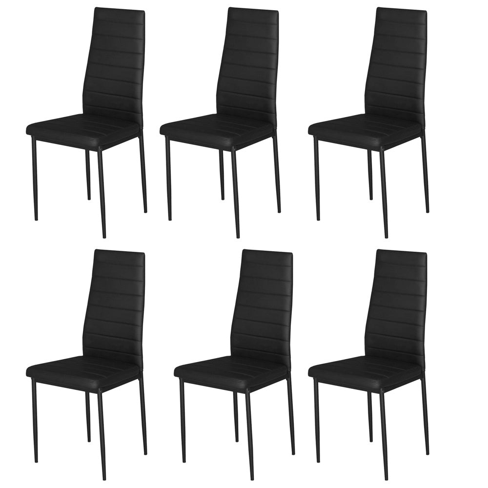 Set of 6 PU Leather Padded Seat Metal Legs Dining Chair,Black