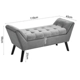 Velvet Buttoned Upholstered Bench, Grey