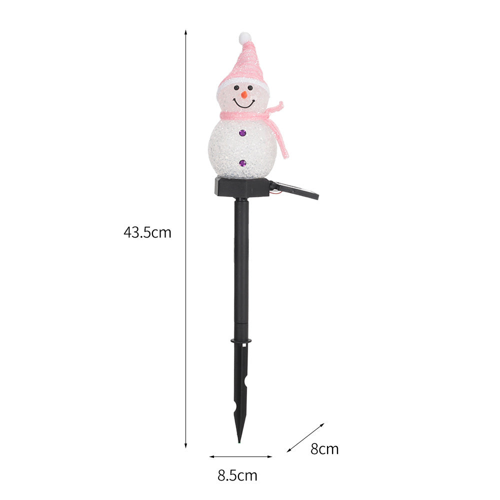 Outdoor Garden Solar Pink Christmas Snowman LED Stake Lights